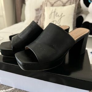 Rachel Zoe Black Mules with Chunky Block Heel